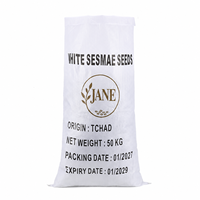 Sac tissé en PP blanc de 50 kg, sac à graines de sésame laminé imprimé sur mesure, sac d'emballage en polypropylène résistant à l'humidité pour céréales et farine