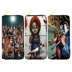 Chuckys horror movie long zipper card wallet ladies wallets and purses women clutch wallets