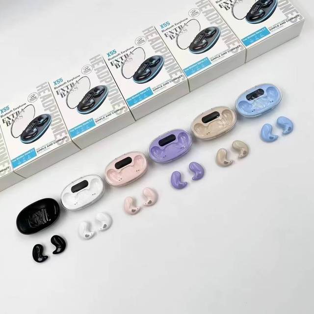 Hot Sale X55 BT Mini Wireless Earbuds In-Ear Digital Display JL Chipset IPX5 Waterproof Long Battery Life Hifi Sleep Headphones