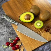 Couteau de chef de cuisine écologique en acier inoxydable 3Cr13 de 8 pouces avec manche ergonomique en bois Pakka et boîte cadeau