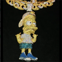 Pendentif Fin Bijou Personnage de Dessin Animé Charme Hip Hop Iced Out Simulation Glock Simpson