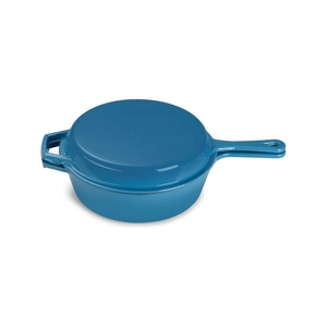 Casserole <span class=keywords><strong>en</strong></span> <span class=keywords><strong>fonte</strong></span> émaillée 2 <span class=keywords><strong>en</strong></span> 1, poêle, couvercle, revêtement émaillé, antiadhésif, écologique, cuisson, pâtisserie, friture, camping - Product Image 1