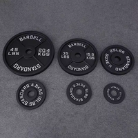 Disque de musculation standard en fonte massif noir mat, 45 LBS (20,4 KG), épaissi, pour salle de sport