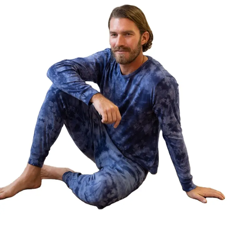 Bio-Baumwolle Home Wear Tie Dye Lounge wear Bio-Pyjama-Sets Herren Pyjama Herren Nachtwäsche umwelt freundliche Nachtwäsche für Männer