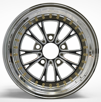Roue boulonnée série v 15X8.0 5X120.65 ET + 12 espaces arrière 5.0 pouces surface noire et miroir faces polies à la main roue 3 pièces