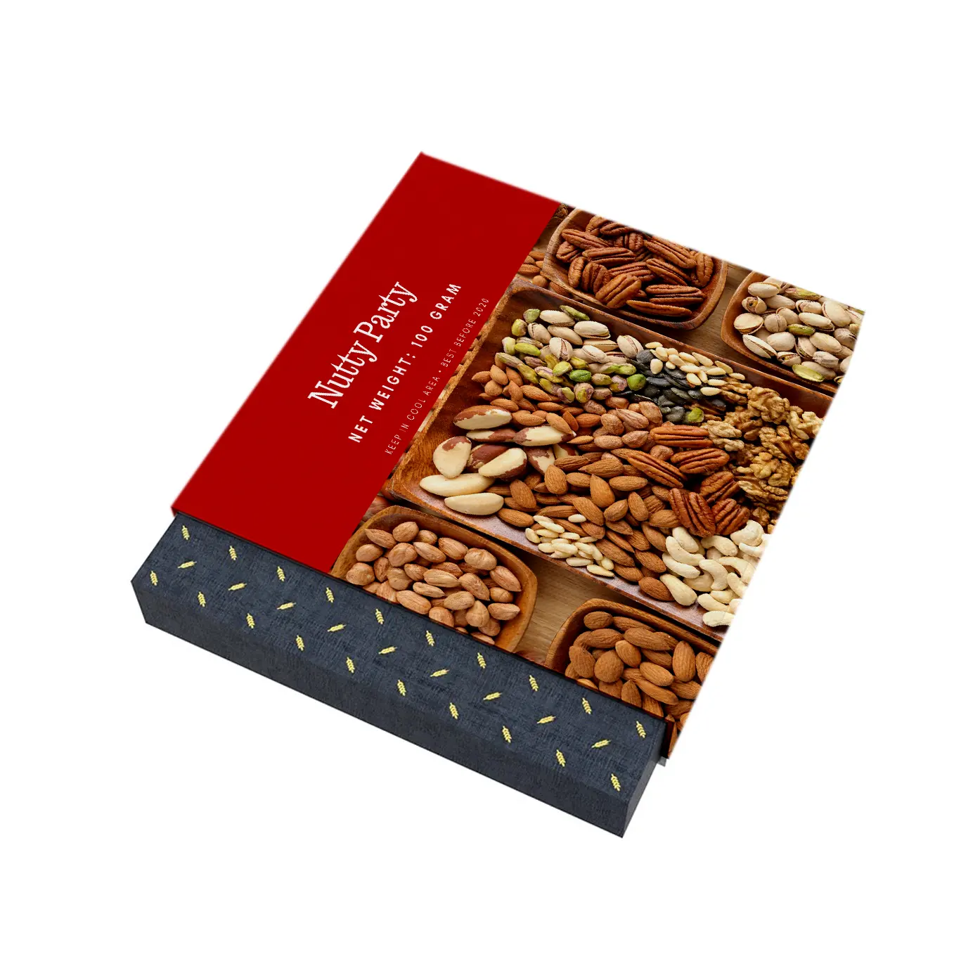 Custom Printed Cardboard Display Red Nuts Paper Box Gifts Foldable Carton Assorted Gift Nut Canada Gift Nuts Packing Box