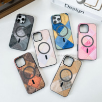 Étui de téléphone en cuir à motif carré diagonal avec couture de couleur, compatible avec la charge sans fil, étui de téléphone en PC pour iPhone 16 17 Pro Max