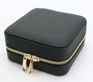 Nouvelle arrivée sac de rangement pour bijoux en cuir saffiano boîte à bijoux de voyage avec miroir