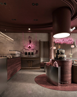 Meubles en bois écologiques modernes pour restaurants, design personnalisé, ensembles d'affichage commerciaux à LED, vente directe d'usine pour restaurants