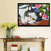 Kit de Broderie Diamant Personnalisé Style Européen Portrait de Chat Élégant Diamants en Résine Décoration Salon Cadeau de Noël