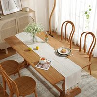 Chemins de table rustiques style ferme avec pompons, chemin de table bohème pour décorations de table 90 pouces