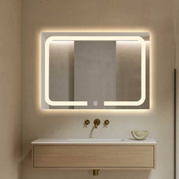 Miroir mural lumineux rectangulaire personnalisé avec LED pour salon de coiffure d'hôtel, salle de bain, douche, miroir intelligent avec lumière LED, interrupteur à capteur tactile