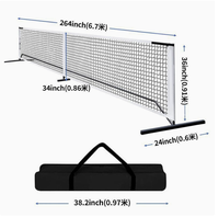 Filet de pickleball mécanique robuste sans nœuds avec support à chaîne, filet d'entraînement de 6,7 m, sac de transport portable, utilisation intérieure et extérieure