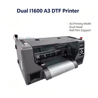 Imprimante DTF A3 à double tête d'impression I1600, machine de transfert thermique pour vêtements, équipement de traitement de film DTF, sortie rapide, machine à fonctionnement continu