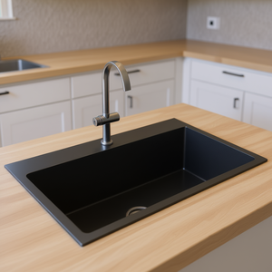 Fregadero de Cocina de Acero Inoxidable Negro, de un Solo Tazón, Rectangular, de Instalación Bajo Encimera, Acabado Mate, Diseño Minimalista - Product Image 2