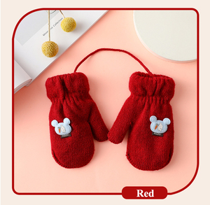 Guantes <span class=keywords><strong>con</strong></span> Logotipo Personalizado, Tejido Acrílico Suave <span class=keywords><strong>con</strong></span> Decoración de Parche de Corazón, Diseño de Cordón Conectado para Bebés, Guantes Tejidos Cálidos para Invierno - Product Image 5