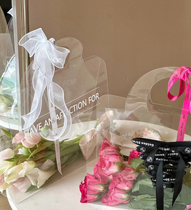 กระเป๋าใส่ดอกไม้ <span class=keywords><strong>PVC</strong></span> ใสสำหรับสัตว์เลี้ยงกระเป๋าใส่ดอกไม้กระเป๋าของขวัญมีมือถุงใสบรรจุภัณฑ์ลายดอกไม้แบบเรียบง่าย - Product Image 6