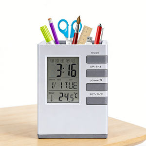 Porte-stylo de bureau numérique électronique <span class=keywords><strong>en</strong></span> plastique, cadeau promotionnel pour étudiants, avec réveil, <span class=keywords><strong>calendrier</strong></span> et fonction snooze - Product Image 1
