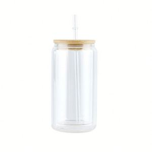 Gobelet personnalisé de 12 oz à double paroi pour boire de la bière, bouteille d'eau de 12 oz, verres à boire en verre givré avec couvercle - Product Image 2