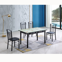 Conception Simple en bois verre table à manger et chaise ensemble de meubles de cuisine avec 4/6 chaise