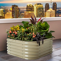 Kit de jardinière surélevée en métal galvanisé |   Jardinière extérieure elliptique 3 pièces avec bande de caoutchouc et triple protection pour fleurs