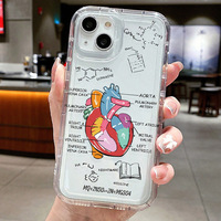 Coque de téléphone portable en TPU antichoc et anti-chute avec impression photo d'anatomie cardiaque pour iPhone 13 14 15 16 17 18 Pro Max