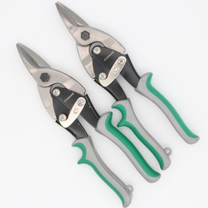 Naichi Stainless Steel Aviation Shears 10 Inch Straight And Curved Heads Industrial Grade Green Handle Scissors - Product Image 1