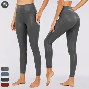 Leggins pour femmes Push Up Leggings de marque privée Pantalons de yoga personnalisés Leggings liquides brillants