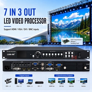 Processeur vidéo LED 7 entrées 3 sorties HDMI / VGA / DVI / BNC avec boutons de transfert sans coupure et contrôle à distance RS232 - Product Image 1