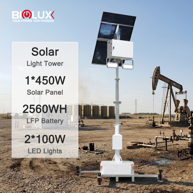 Construction Portable Solar LED Light Tower IP65 4.5m Telescopic Mast Mobile Forklift Base Off-Grid Garden Road Mobile Charger