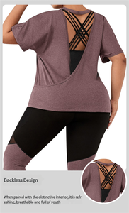 ชุดกีฬาผู้หญิงสองชิ้นแห้งเร็วระบายอากาศได้ดีชุดเล่นโยคะออกกำลังกายยกกระชับสะโพกสำหรับฤดูร้อน - Product Image 5