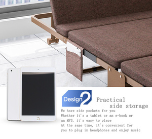 Muebles para el Hogar, <span class=keywords><strong>Cama</strong></span> Individual o Doble de Metal Ajustable y Plegable, Sofá <span class=keywords><strong>Cama</strong></span> <span class=keywords><strong>con</strong></span> Colchón Suave - Product Image 5