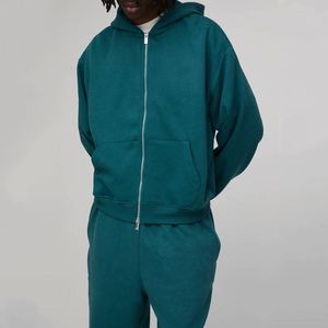 Sweat-shirt à capuche zippé tribal gris noir, pantalon de survêtement colorblock, ensemble de survêtement deux pièces personnalisé pour homme - Product Image 2