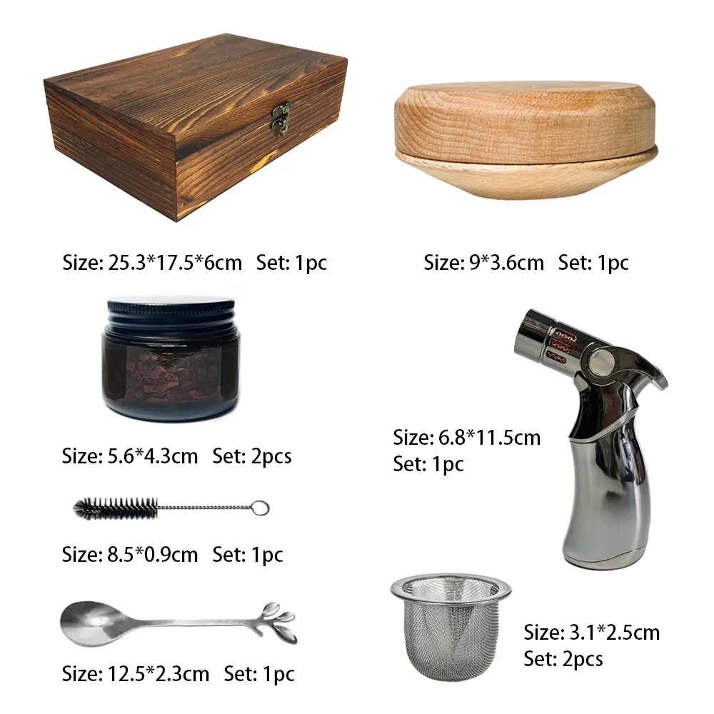 Hot Sale Cocktail Smoker Kit Old Fashioned Drink Smoker For Cocktail Whiskey Bourbon In Wooden Gift Box