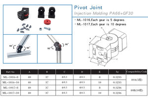 Fabricant chinois ML-1017, joint pivotant en nylon moulé par injection, fente 10, 40 mm, pour fente <span class=keywords><strong>de</strong></span> 8 mm et 10 mm, 10 degrés - Product Image 3