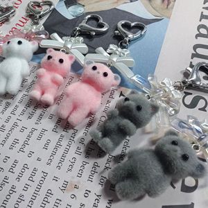 Mignon dessin animé PVC 3D chat porte-clés résine flocage lapin <span class=keywords><strong>pompon</strong></span> porte-clés sac à dos suspendu pendentif fille accessoire chat arc porte-clés - Product Image 5
