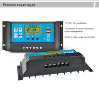 DEMUDA 12V 24V Régulateur automatique de batterie plomb acide 10a 20a 30a 40a 50a 60a Système d'énergie solaire Contrôleur de charge solaire PWM