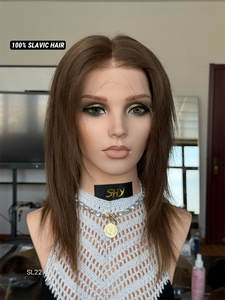 Perruque sans colle personnalisée Hd 13*5 Patchwork perruque avant en dentelle 100% cheveux slaves pour les femmes avec délié pré-plumé - Product Image 3