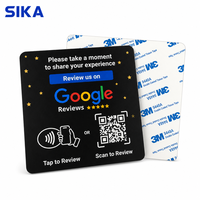 Carte NFC 215 carrée programmable en acrylique durable SIKA, support de table transparent pour avis Google, code QR 13,56 MHz