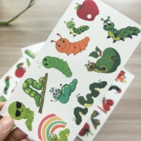 2026 Stiker Tato Sementara Motif Ulat 8 Lembar, Tahan Air, untuk Dekorasi Ulang Tahun dan Souvenir