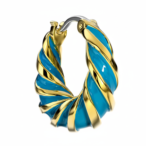 ALARA Women's Turquoise Gold plated Earrings Hypoallergenic Stud Hoop Trendy Style - Product Image 2