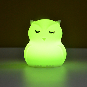 Veilleuse en silicone alimentée par pile CR2032, changement de couleur RVB, toucher doux, forme de hibou 3D, base LED, mini lampe de table pour enfants, cadeau - Product Image 6