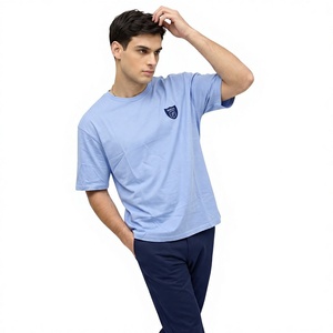 เสื้อยืดผู้ชายทรงโอเวอร์ไซส์ ผ้าคอตตอนหนานุ่ม สไตล์วินเทจ ล้างสีแบบแอซิดวอช  ถักทอพิเศษ พร้อมปักโลโก้ตามสั่ง - Product Image 1