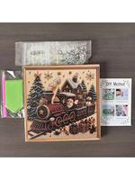 Kits de peinture diamant 5D à motif de Père Noël et rennes mignons, avec tissu imprimé, pleine broderie, écologique, encadré, art mural DIY de Noël pour la maison