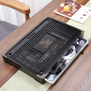 Rectangular Solid Wood <b>Tea</b> Tray With Stainless Steel Drain Kung Fu <b>Tea</b> <b>Set</b> Usage Durable - Product Image 3