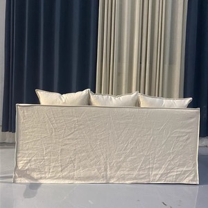 Canapé trois places moderne et simple en tissu coton-lin pour villa et atelier, couleur personnalisable, design extensible et démontable - Product Image 5