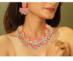 Conjunto de joyería de imitación antigua más vendida, tela tradicional con collar de trabajo de perlas y piedras y conjunto de pendientes de exportadores - Product Image 6