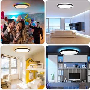 Plafoniera <span class=keywords><strong>LED</strong></span> a Tre Colori per Soggiorno, Luce da <span class=keywords><strong>Soffitto</strong></span> Quadrata o Rotonda per Salotto - Product Image 6