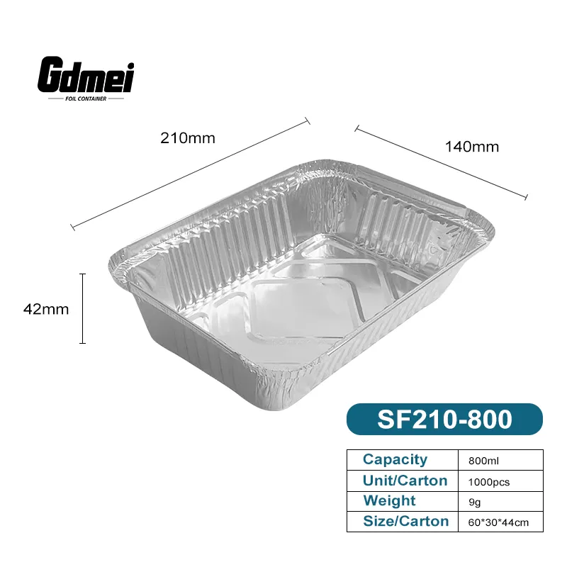 GDMEI a grandezza naturale vassoi monouso in alluminio da asporto contenitori di carta da forno Barbecue cibo foglio di alluminio padella con coperchio in plastica