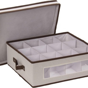 Boîte de rangement compartimentée en tissu pour tasses à thé et à café, anti-poussière, style japonais, best-seller transfrontalier avec couvercle - Product Image 1